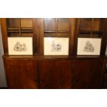 Set of three Lederle oriental framed black and white prints.