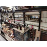 Early 20th C. mahogany Chemist shop counter back