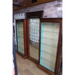 Mahogany three sectional mirror backed Chemist's Dispensing Department shop display cabinet