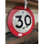 Circular 30 Miles per Hour Speed Limit alloy sign