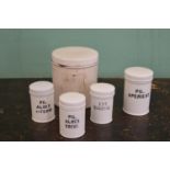 Collection of five porcelain chemist jar's .