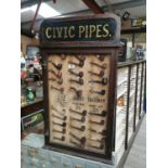 Rare late 19th. C. Civic Pipes mahogany display cabinet