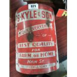 S. Kyle & Son Main Street Fivemiletown enamel advertising sign