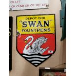 Depot For Swan Fountpens enamel advertising sign