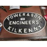 Powers Engineering cast iron plaque