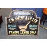 F W Sweny & Co Ltd Drugist and Chemist painted advertising board.