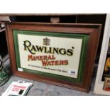 Rawlings Mineral Waters framed advertising print {37 cm H x 53 cm W}.