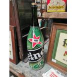 Heineken display advertising bottle