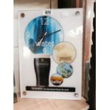 Guinness Water Yeast Hops and Barley advertising battery wall clock