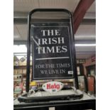 The Irish Times double sided tin plate shop sign.