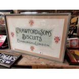 Framed Crawford's Biscuits advertising print.