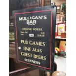 Mulligan's Bar Dublin enamel advertising sign.