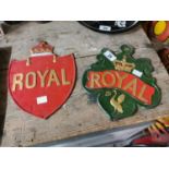 Two tin plate Royal advertising shields