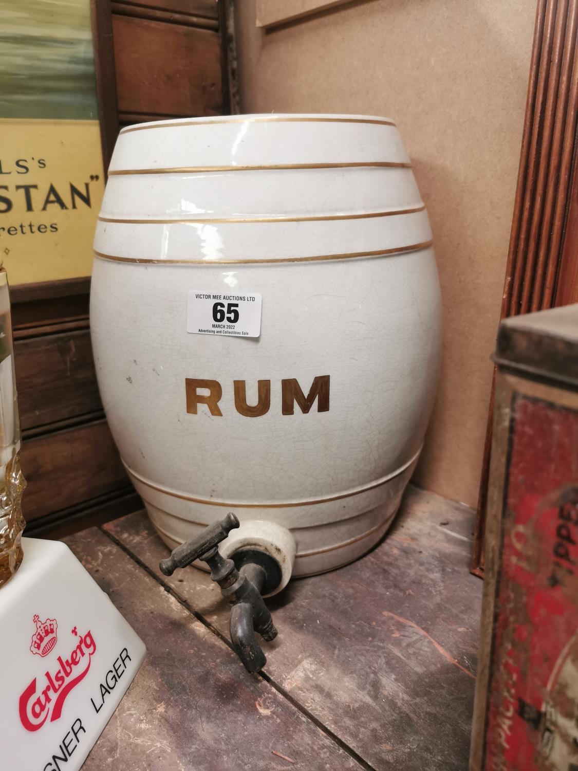 19th C. Ceramic Rum dispenser with original brass tap.