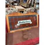 Framed stained glass Budweiser panel