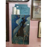 Wooden Gitanes Cigarettes sign in the form of a packet.