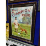 Framed Wills Champion Plug advertising print