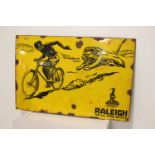 Raleigh The All Steel Bicycle enamel advertising sign