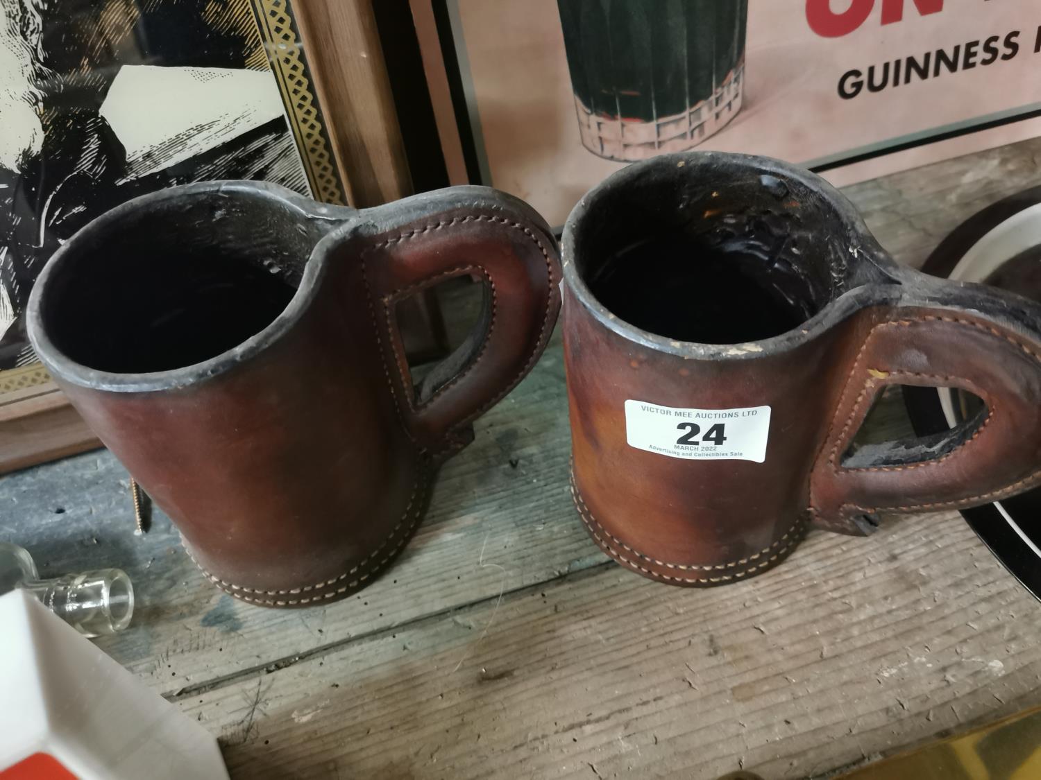 Two leather drinking vessels. - Image 2 of 2