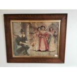 Early 20th C. Oak framed coloured print of Ladies. {63 cm H x 76 cm W}.