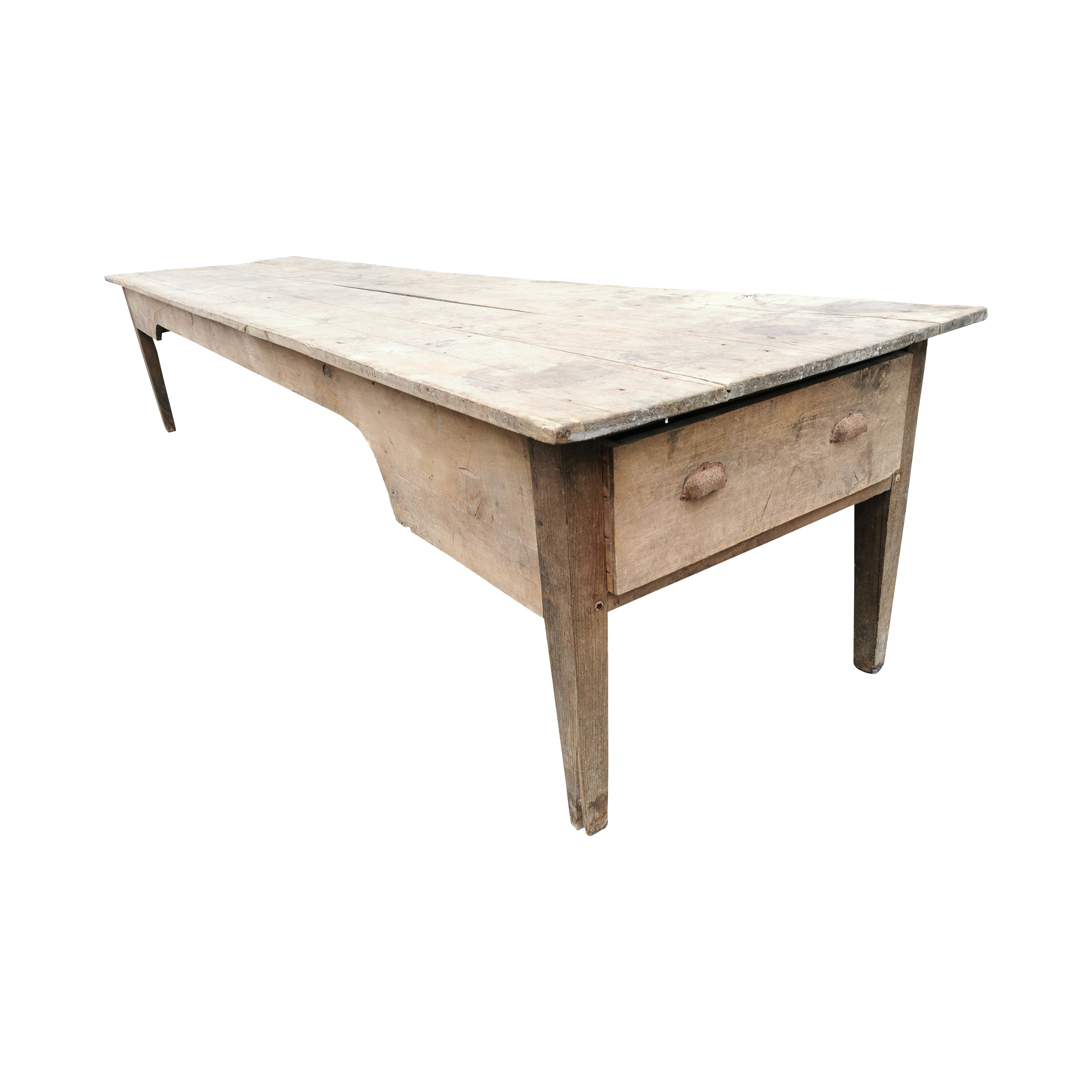 Rare 19th C. popplewood country house kitchen table - Image 4 of 6