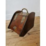 19th C. mahogany and brass coal helmet.