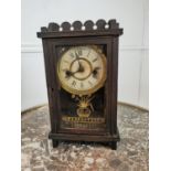 Edwardian stained pine mantle clock