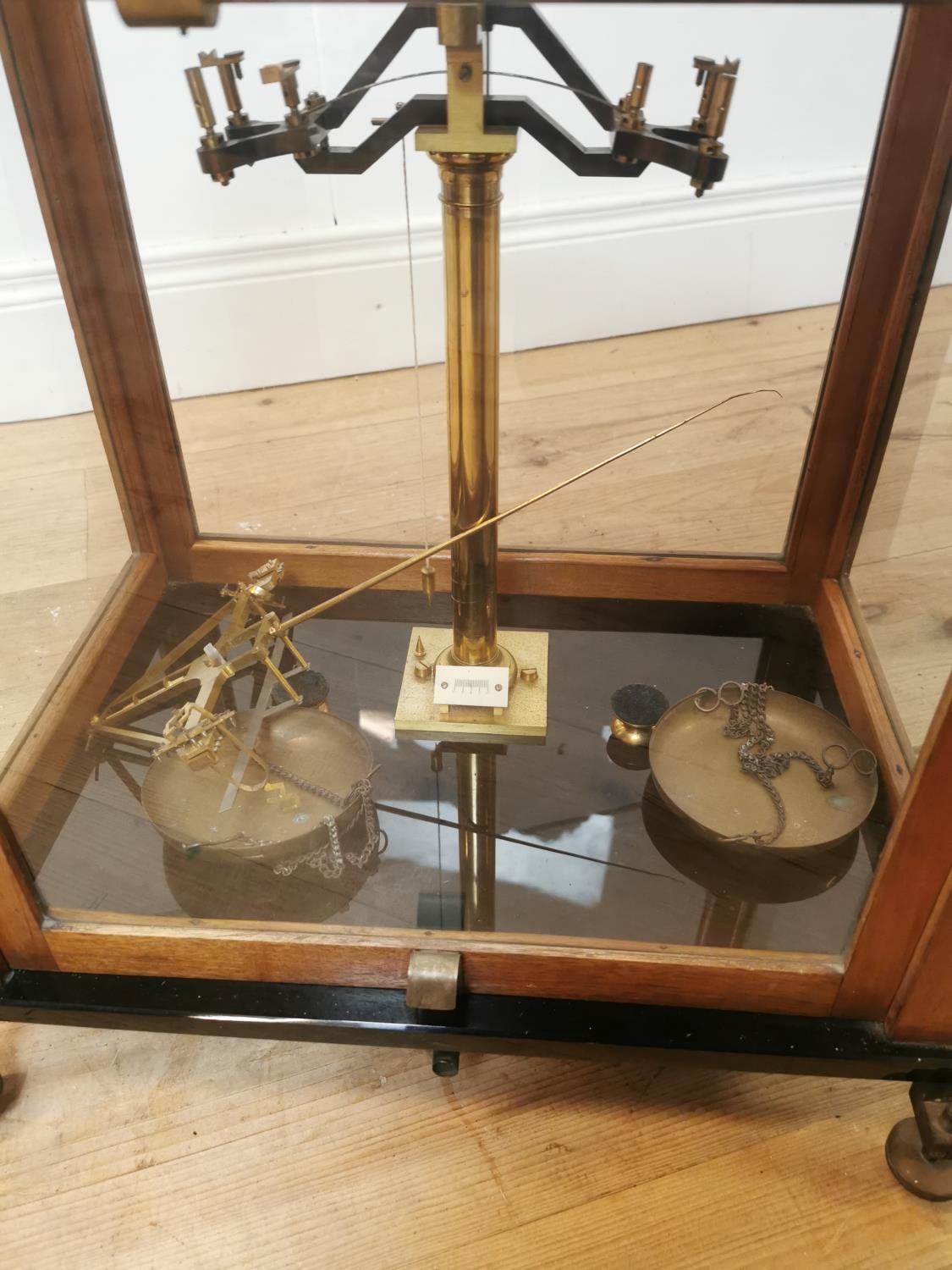 Early 20th C. mahogany cased chemist's scales - Image 2 of 3