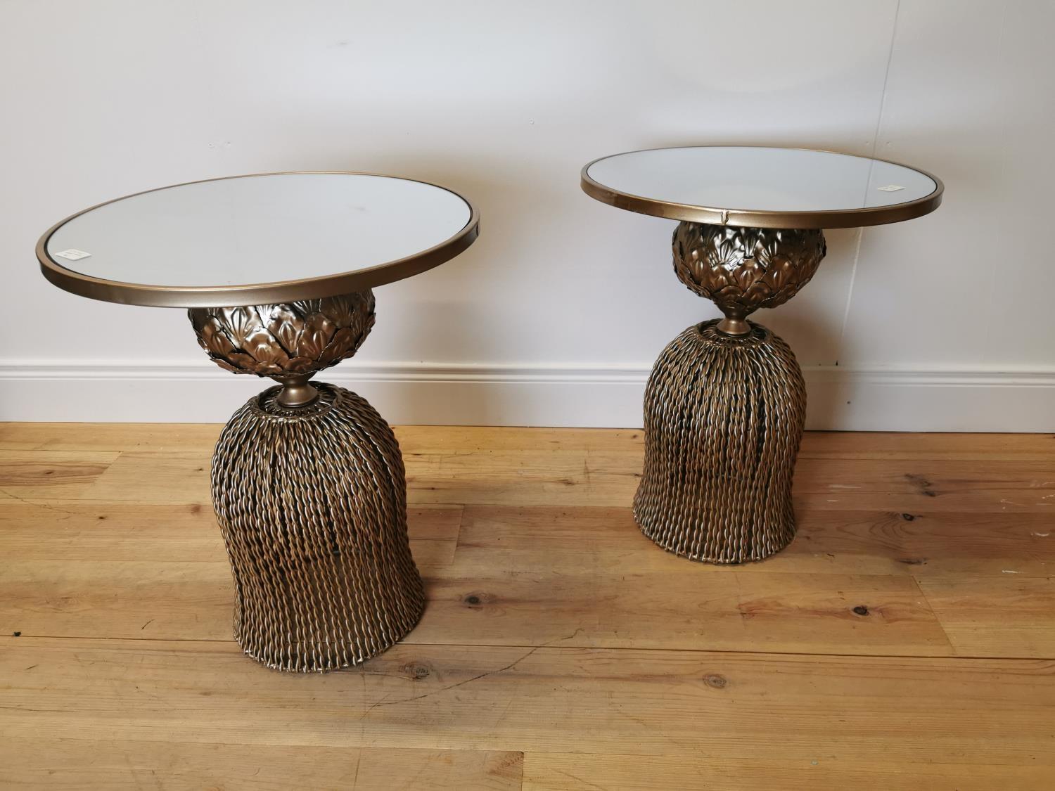 Pair of good quality gilded metal lamp tables