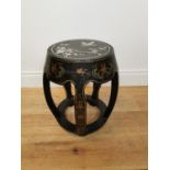 Oriental lacquered and mother of pearl inlay stool.