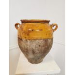 Rare 19th C glazed terracotta confit pot