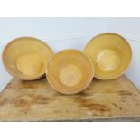 Three 19th C. glazed stoneware cream bowls