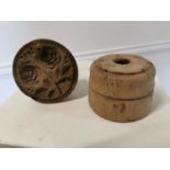 19th C. pine butter stamp depicting roses