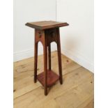 Arts and Crafts oak jardiniere stand.