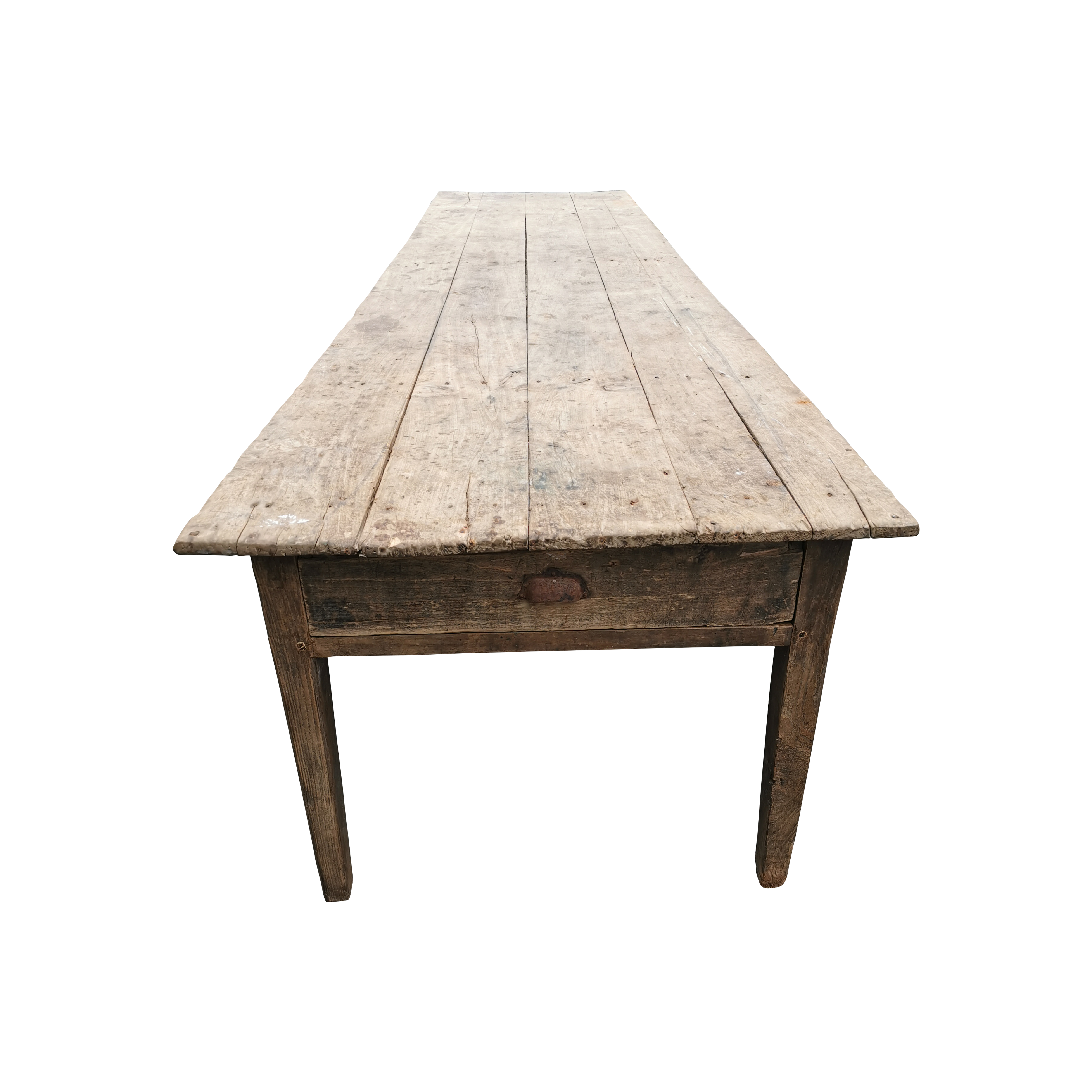 Rare 19th C. popplewood country house kitchen table - Image 3 of 6