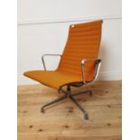 Herman Miller chrome upholstered swivel chair. {