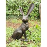 Exceptional quality bronze model of Hare with ears up.
