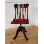Early 20th C. bentwood revolving desk chair.