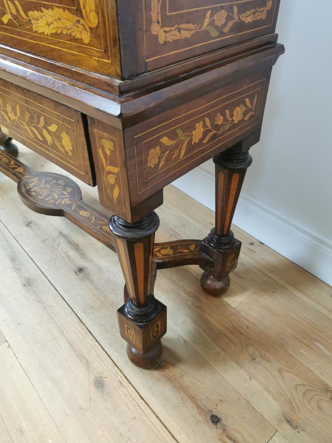 Exceptional quality Georgian walnut marquetry cabinet on stand, - Image 8 of 8