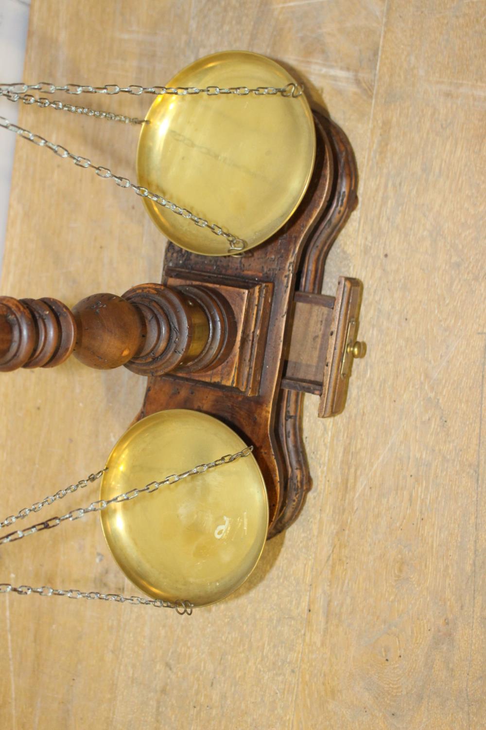 Mahogany and brass scales. - Image 2 of 2