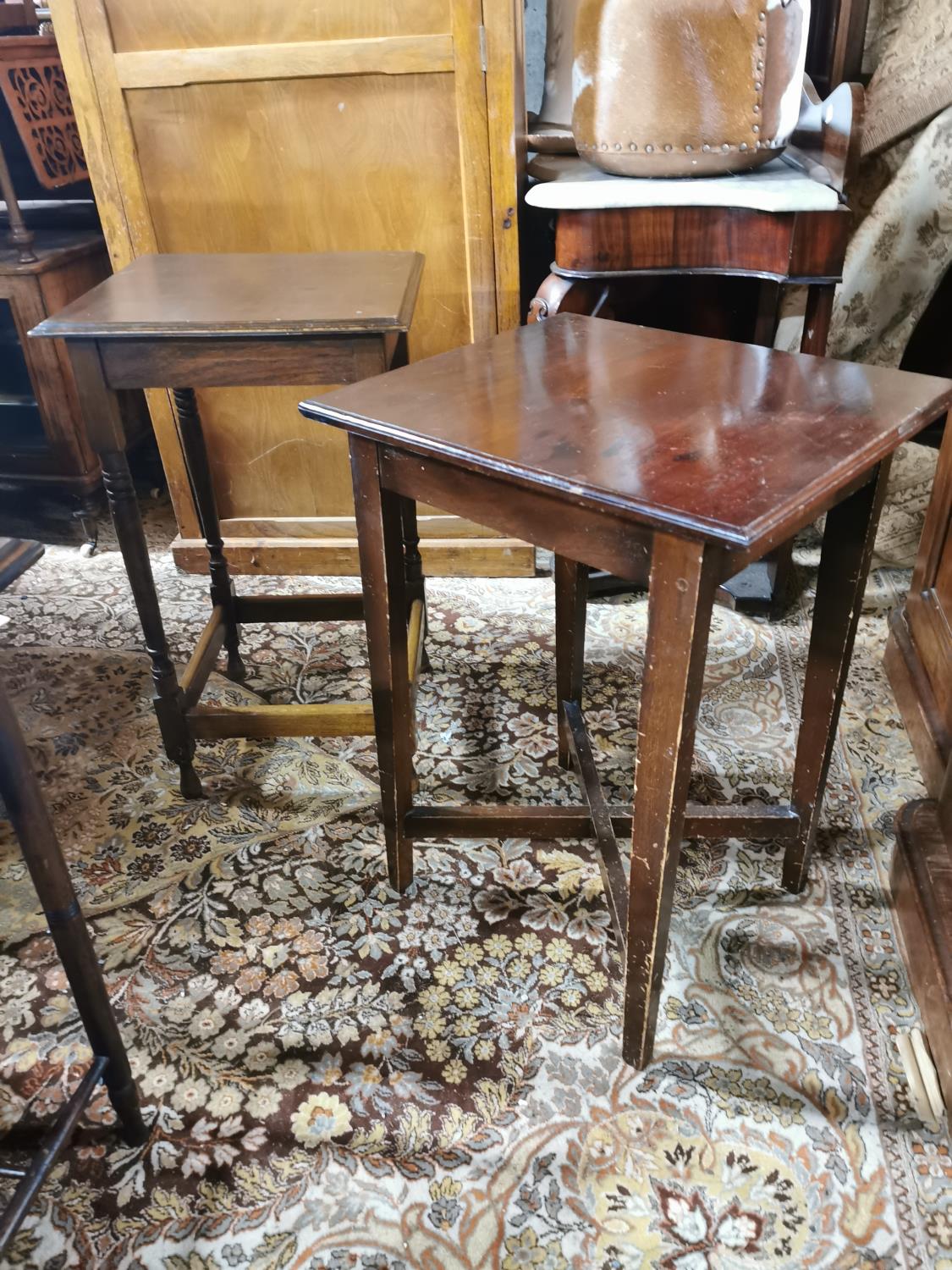 Two 1950's mahogany lamp tables