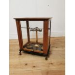 Early 20th C. mahogany cased chemist's scales