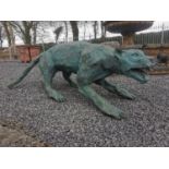 Fibreglass and mesh model of crouching Leopard.