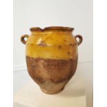 Rare 19th C glazed terracotta confit pot