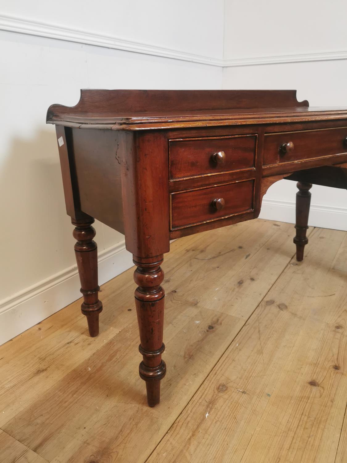 19th C. mahogany desk on turned legs - Image 2 of 7