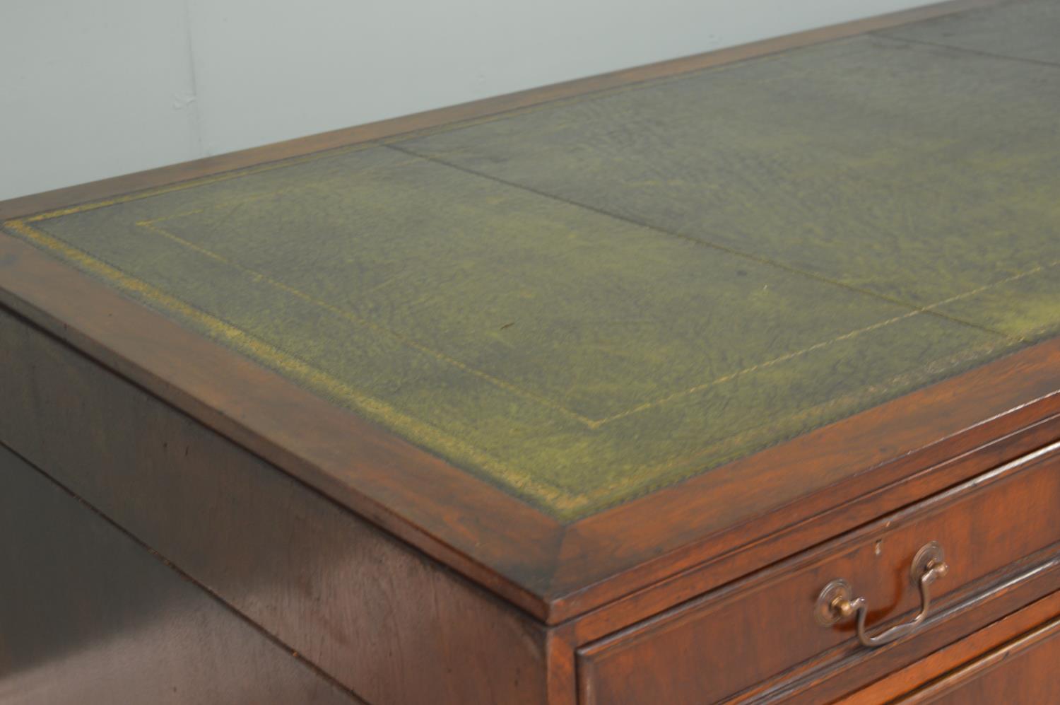 Large mahogany pedestal desk with inset leather top - Image 2 of 3