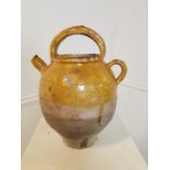 Rare 19th C glazed terracotta confit pot