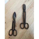 Two early 20th C. wrought iron Tailor's scissors.