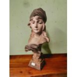 Plaster bust of a Young Lady in the Art Nouveau style
