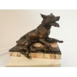 Art Deco spelter Dog mounted on marble base